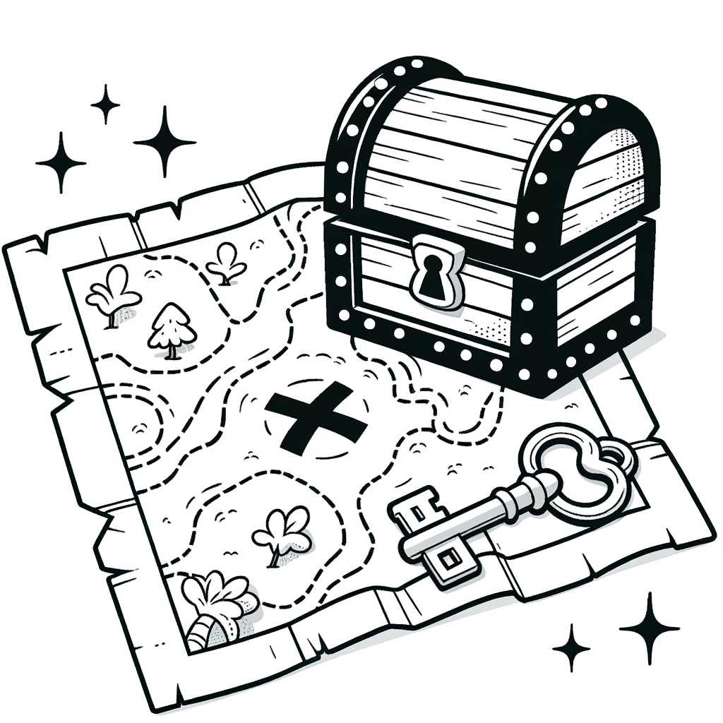 Treasure map and key