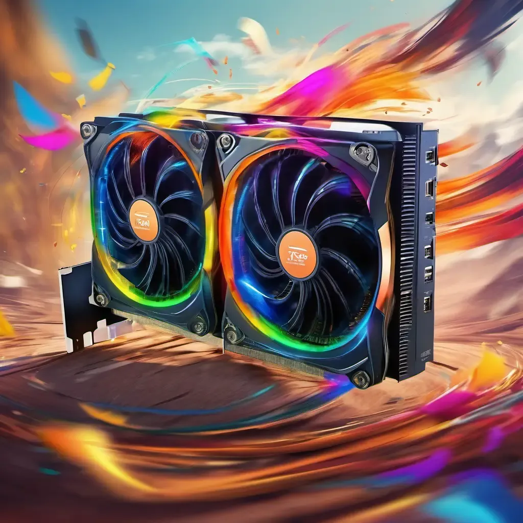 A gaming computer GPU with two fans colorful